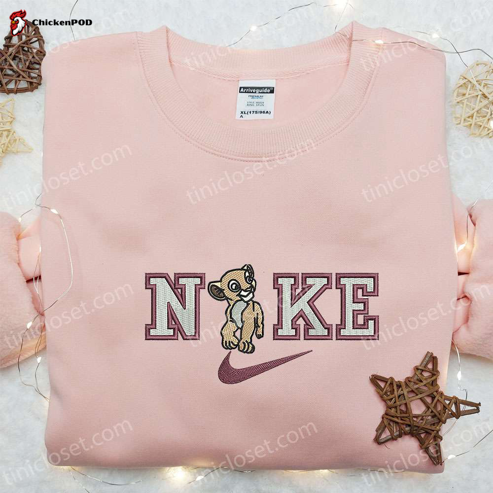 Disney Characters Embroidered Nike Sweatshirt Hoodie & T-shirt: Simba Cartoon Design