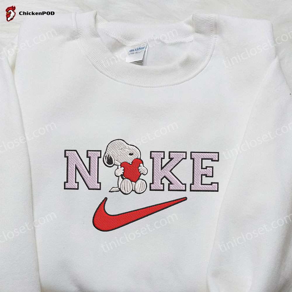 Nike x Snoopy Heart Embroidered Sweatshirt & Peanuts Cartoon Shirt: Stylish Nike Inspired Embroidered Shirts