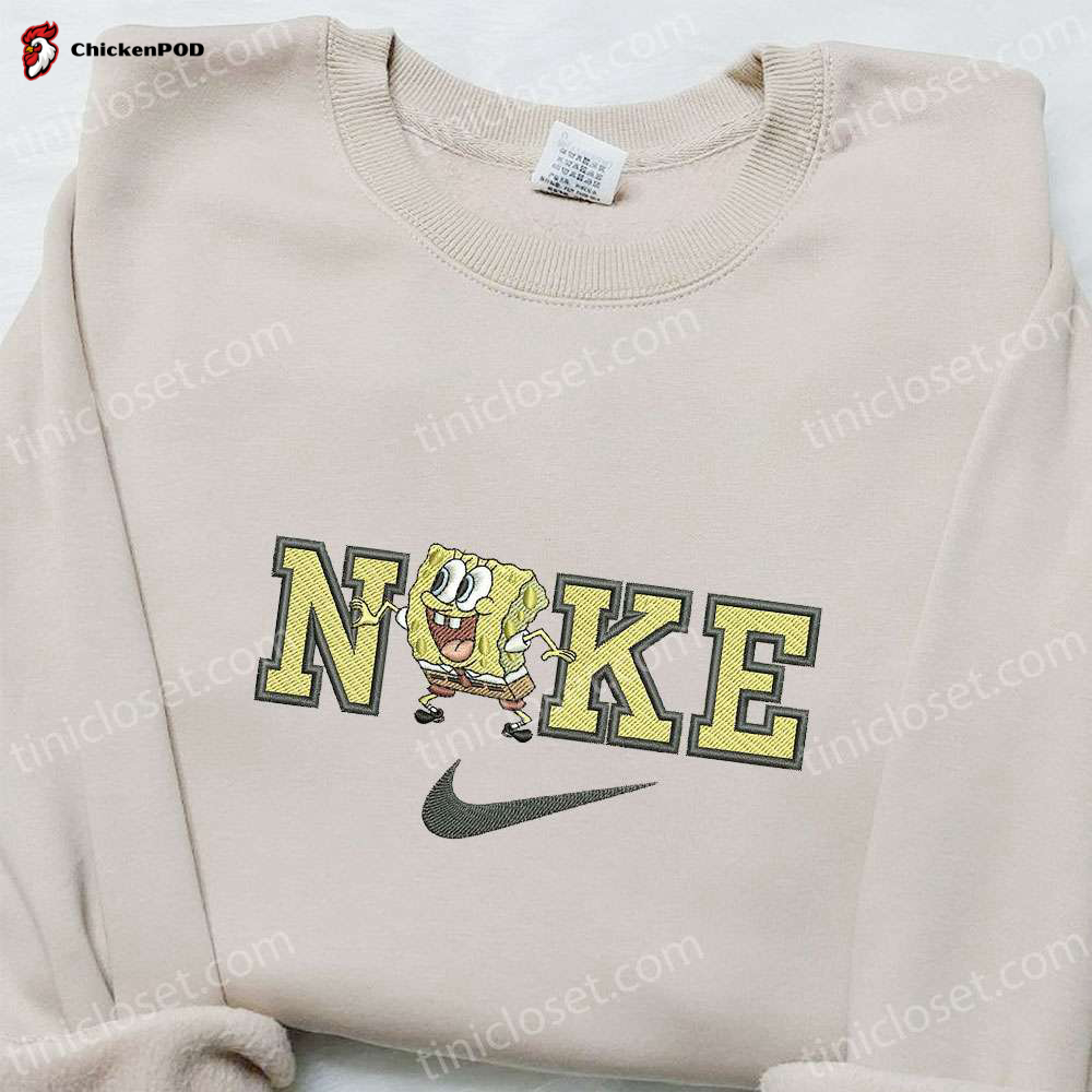 Exclusive Nike x SpongeBob Cartoon Embroidered Sweatshirt Disney Hoodie & Custom T-shirt