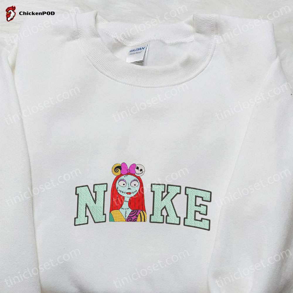 Nike x Spooky Sally Embroidered Shirt: Nightmare Before Christmas Characters T-shirt & Nike Inspired Sweatshirt