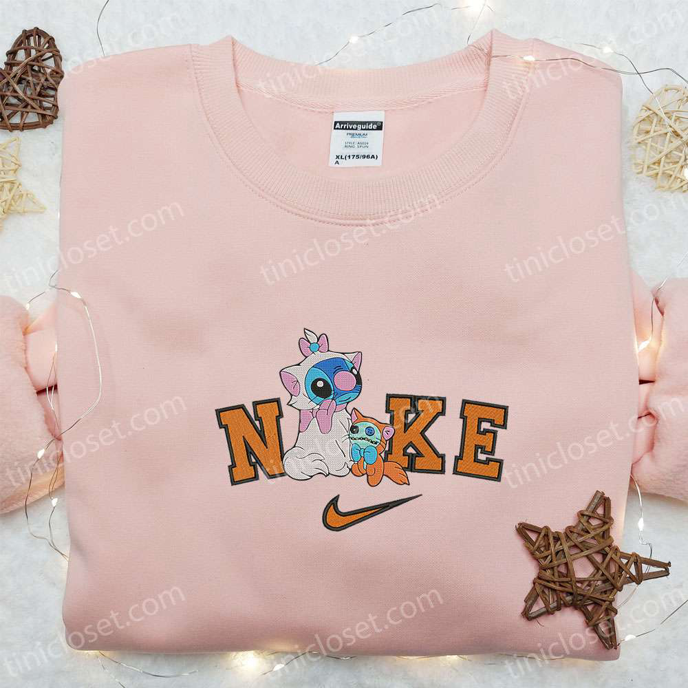 Stylish Nike x Stitch Aristocats Embroidered Shirt: Nike Inspired Fashion for Cat Lovers