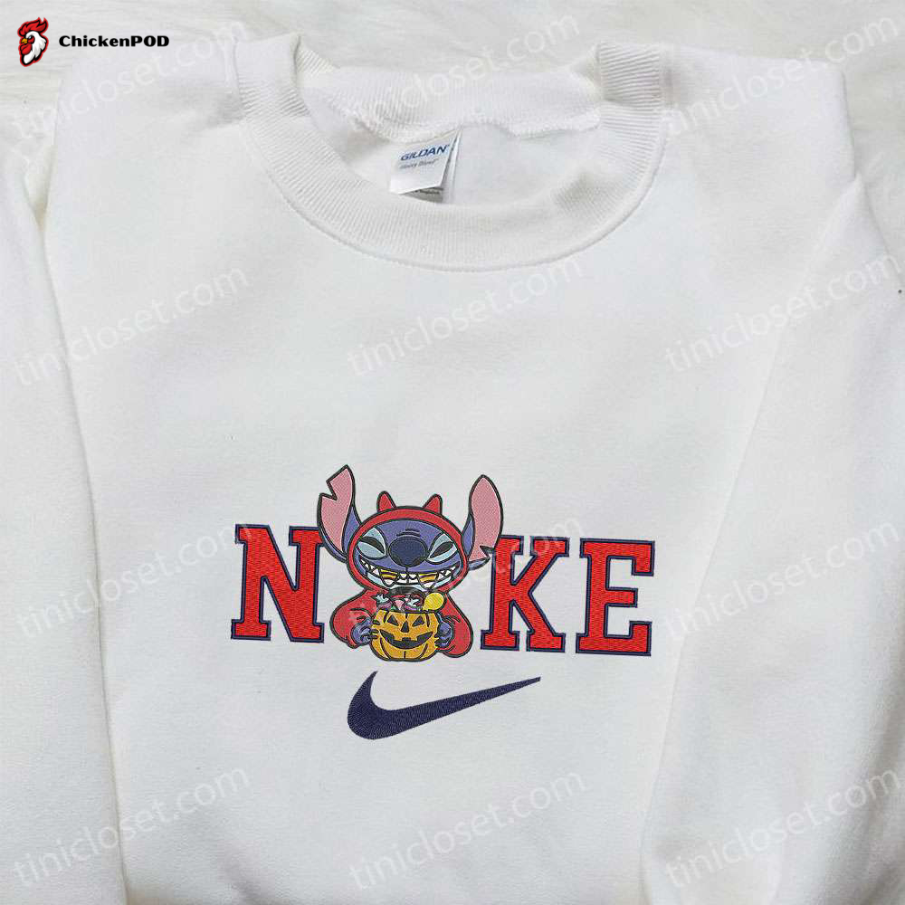 Nike x Stitch Hercules Embroidered Shirt: Custom Cute Halloween Design