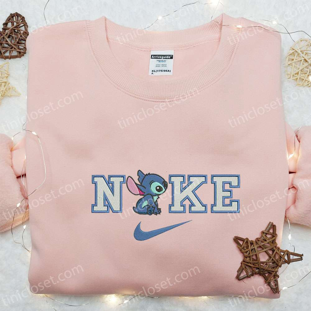 Nike x Stitch Cartoon Embroidered Sweatshirt: Disney Characters Hoodie Perfect Family Gift