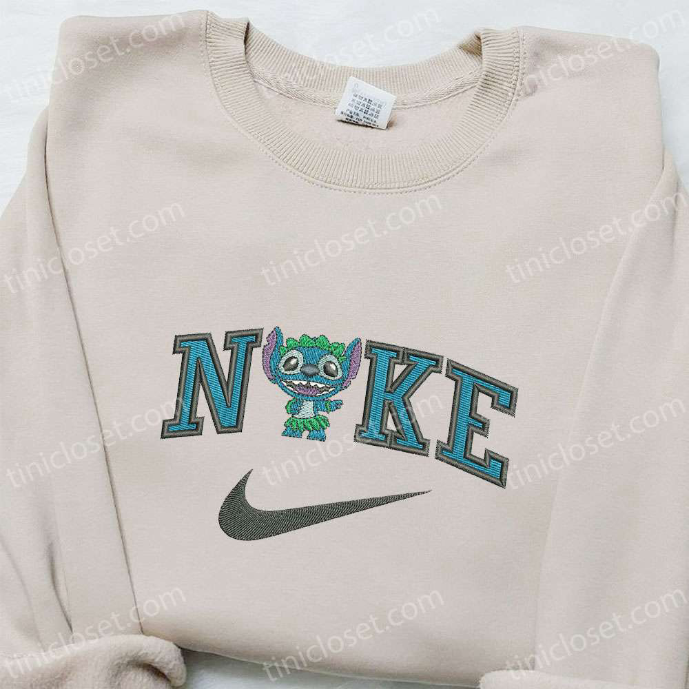 Nike x Stitch Dance Cartoon Embroidered Sweatshirt Disney Characters Hoodie Perfect Family Gift