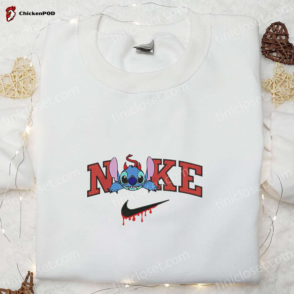 Nike x Stitch Devil Boogie Embroidered Shirt: Spooktacular Halloween Sweatshirt & Disney Characters T-shirt