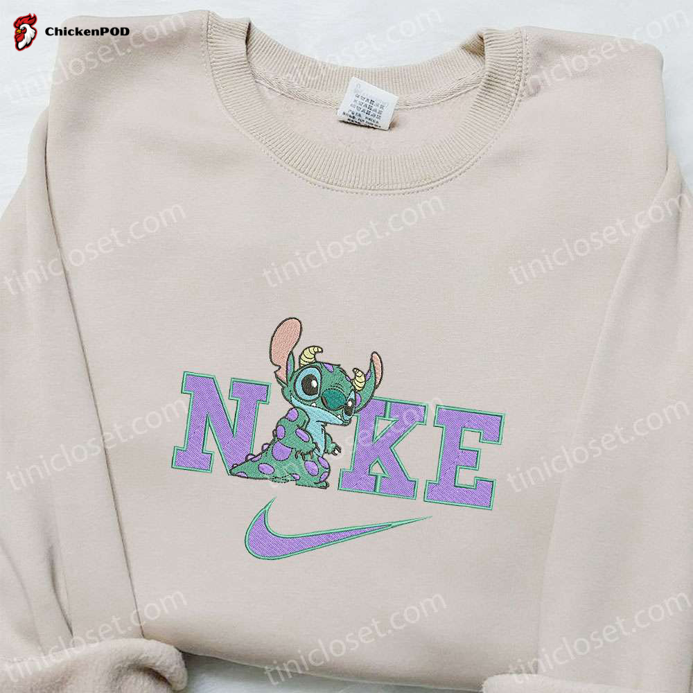 Nike x Stitch Dinosaur Cartoon Embroidered Sweatshirt: Disney Characters Hoodie Perfect Birthday Gift