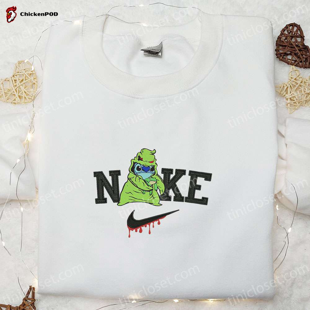 Spooky Nike x Stitch Candy Halloween Embroidered Shirt: Lilo and Stitch Characters Inspired