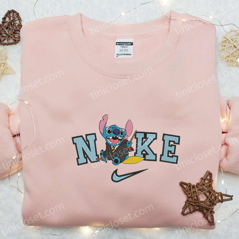 Nike x Stitch Witch Halloween Embroidered Shirt: Disney Characters & Nike Inspired Design