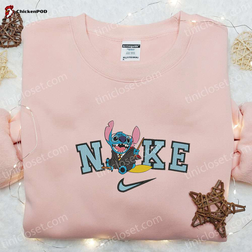 Nike x Stitch Witch Halloween Embroidered Shirt: Disney Characters & Nike Inspired Design