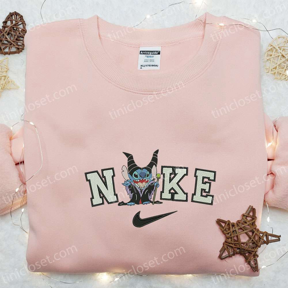 Nike x Stitch Witch Embroidered Sweatshirt & Halloween Disney T-shirt: Customized Nike Embroidered Hoodie