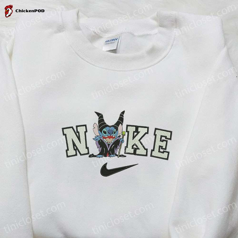 Nike x Stitch Witch Embroidered Sweatshirt & Halloween Disney T-shirt: Customized Nike Embroidered Hoodie