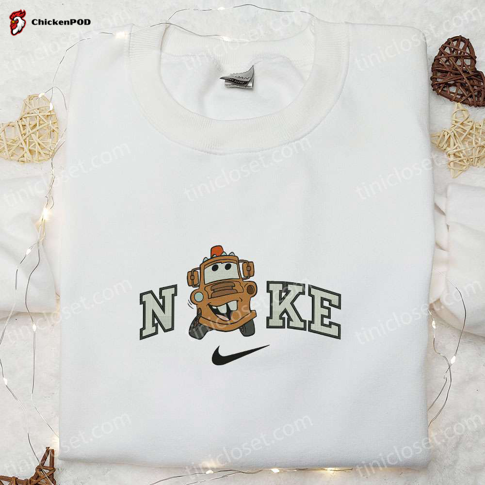 Tow Mater x Nike Embroidered Hoodie & Pixar Cars T-shirt Disney Cartoon Nike Inspired Sweatshirt