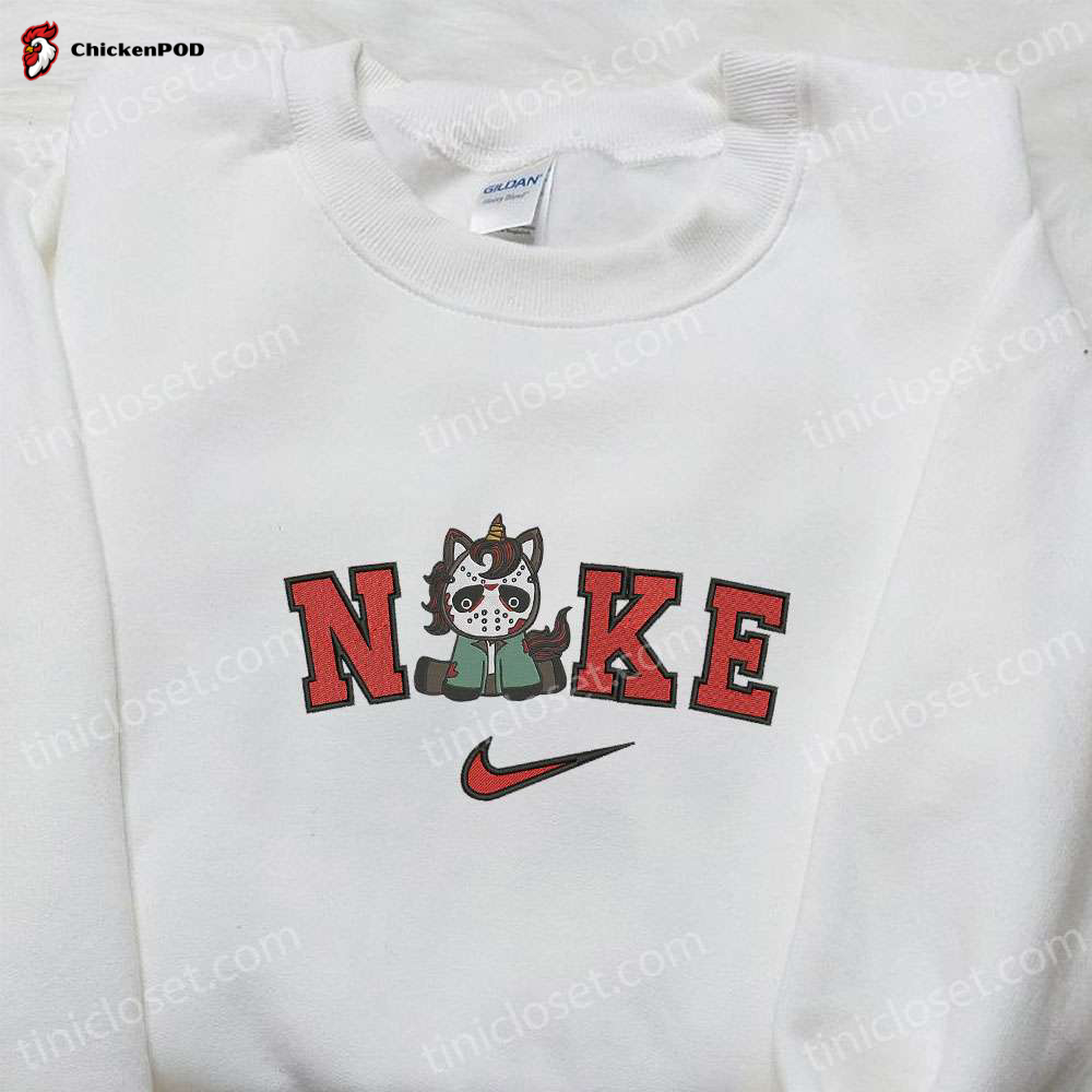 Nike x Unicorn Jason Voorhees Embroidered Hoodie – Funny Halloween Sweatshirt Best Family Gifts