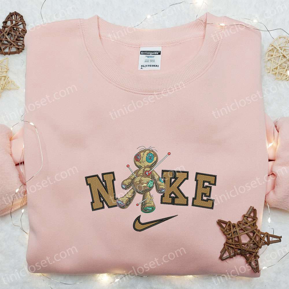 Nike x Voodoo Doll Embroidered Hoodie: Spooky Halloween Sweatshirt Perfect Family Gift