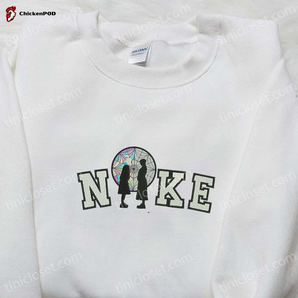 Nike x Wednesday Embroidered Sweatshirt: Cool Halloween Hoodie Perfect Gift for Halloween Lovers