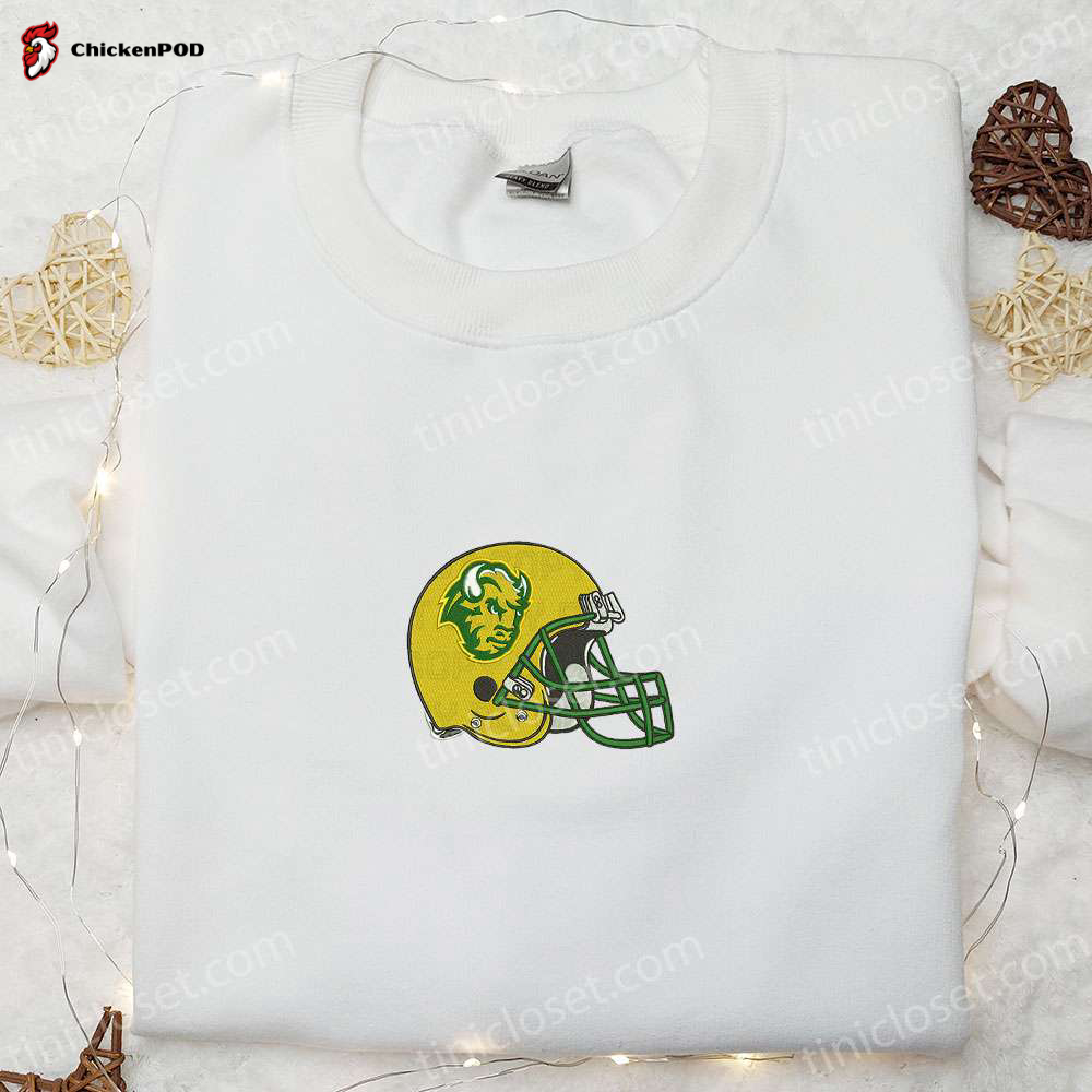 NCAA North Dakota State Bison Helmet Embroidered Shirt & Hoodie: Perfect Gift Idea for Sports Fans!