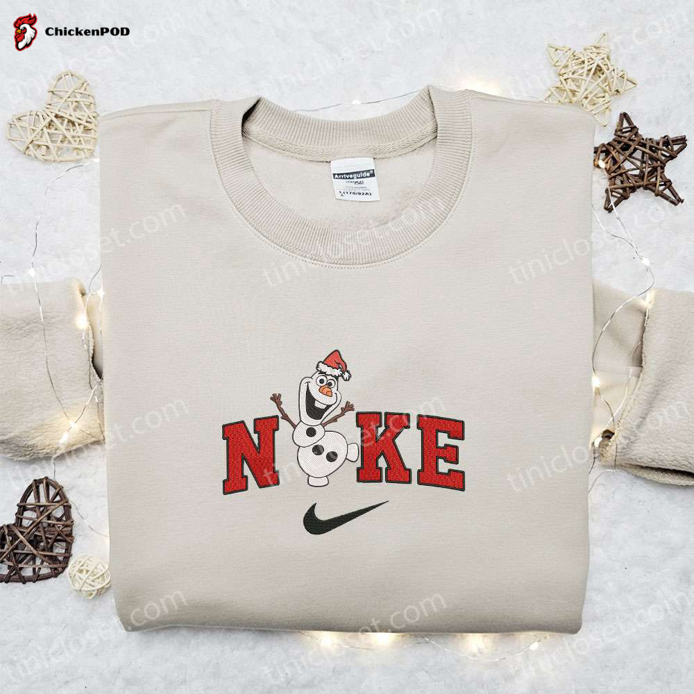 Olaf Disney x Nike Christmas Embroidered Sweatshirt: Festive Disney Characters Movie Merry Christmas Shirt Perfect Gift Idea