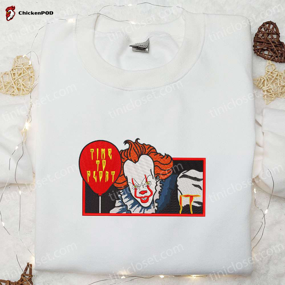 Pennywise Balloon Embroidered Shirt & Spooky Halloween Hoodie: Funny T-shirt Collection