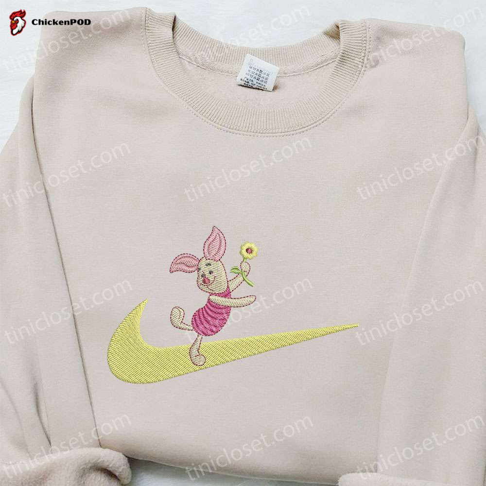 Piglet Cartoon x Swoosh Embroidered Hoodie & Disney Characters Shirt: Best Family Gift Ideas