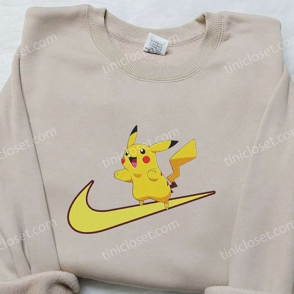 Pikachu x Nike Swoosh Anime Hoodie & Embroidered Shirts – Pokemon & Nike Inspired Apparel