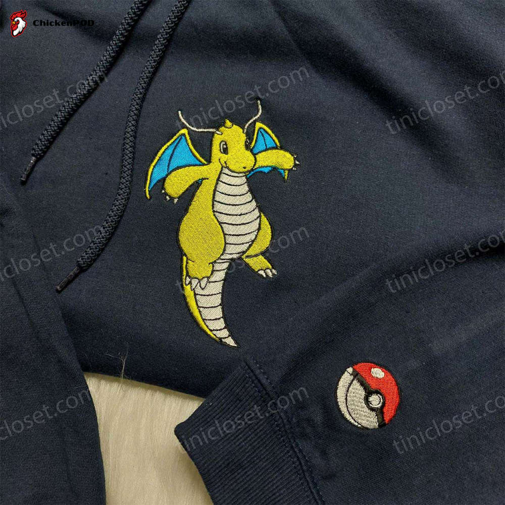 Pokemon Dragonite Embroidered Hoodie Sweatshirt & Anime Shirt – Stylish & Cozy Collection