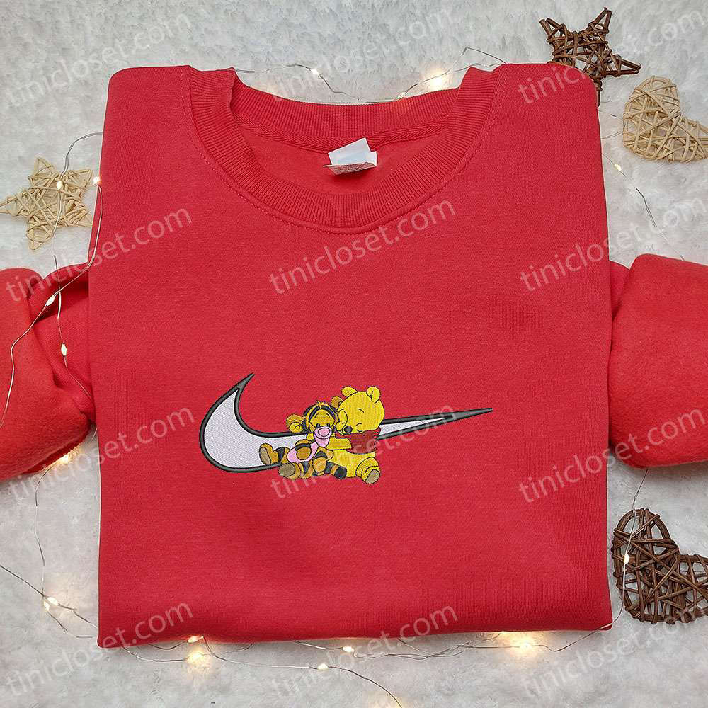 Disney Pooh and Tigger Cartoon Shirt & Embroidered Hoodie: Best Birthday Gift Ideas with Characters Swoosh Design