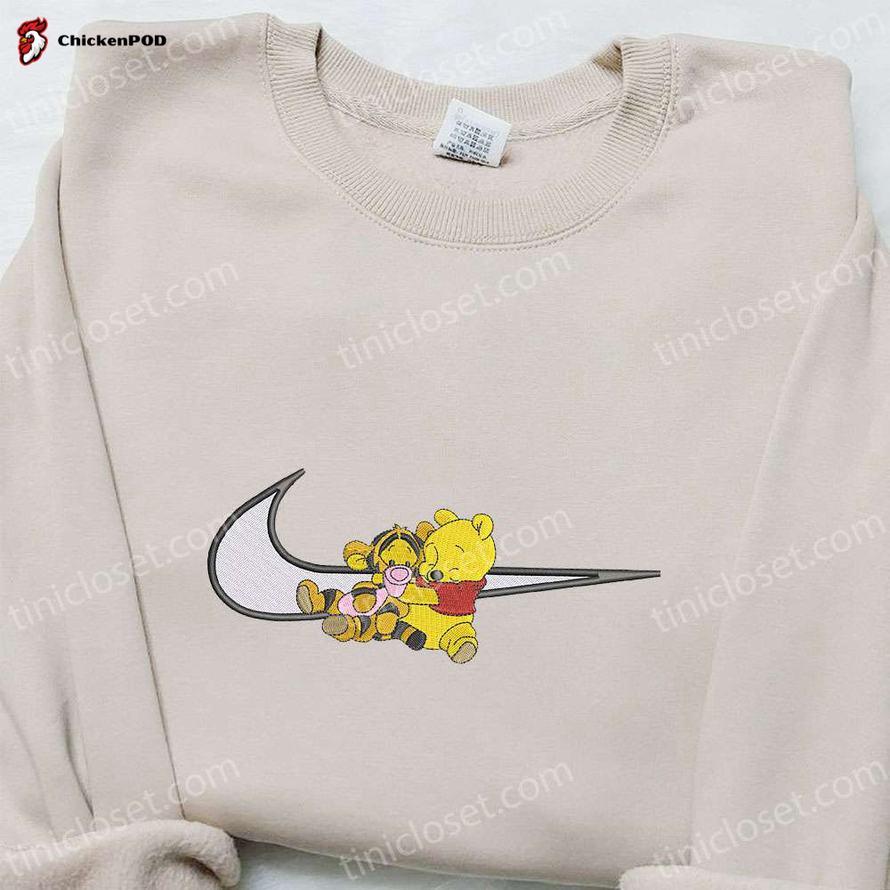 Disney Pooh and Tigger Cartoon Shirt & Embroidered Hoodie: Best Birthday Gift Ideas with Characters Swoosh Design