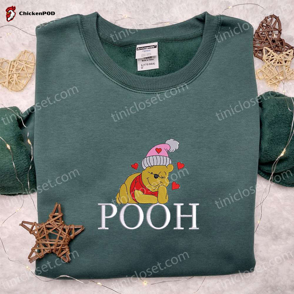 Loveable Pooh Hearts Embroidered T-Shirt: Winnie The Pooh Disney Valentine Tee