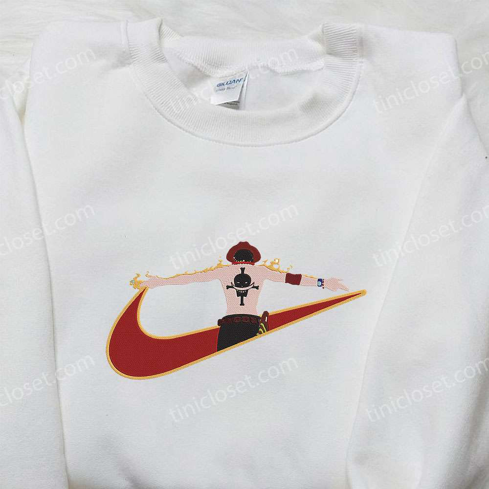 Exclusive Portgas D Ace x Nike Anime Hoodie & Shirts: One Piece & Nike Inspired Embroidery