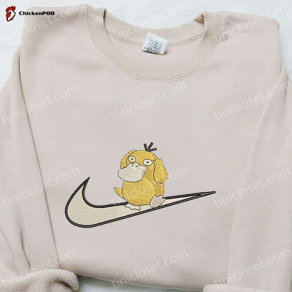 Psyduck x Swoosh Anime Embroidered Shirt: Nike Inspired T-shirt ideal Family Gift