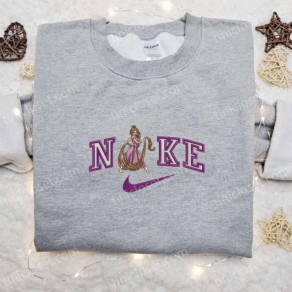 Rapunzel x Nike Cartoon Embroidered Shirt: Custom T-shirt for Family Perfect Gift Idea