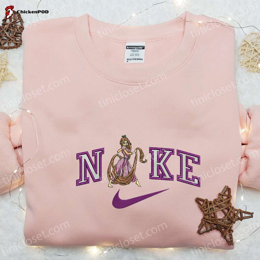 Rapunzel x Nike Cartoon Embroidered Shirt: Custom T-shirt for Family Perfect Gift Idea