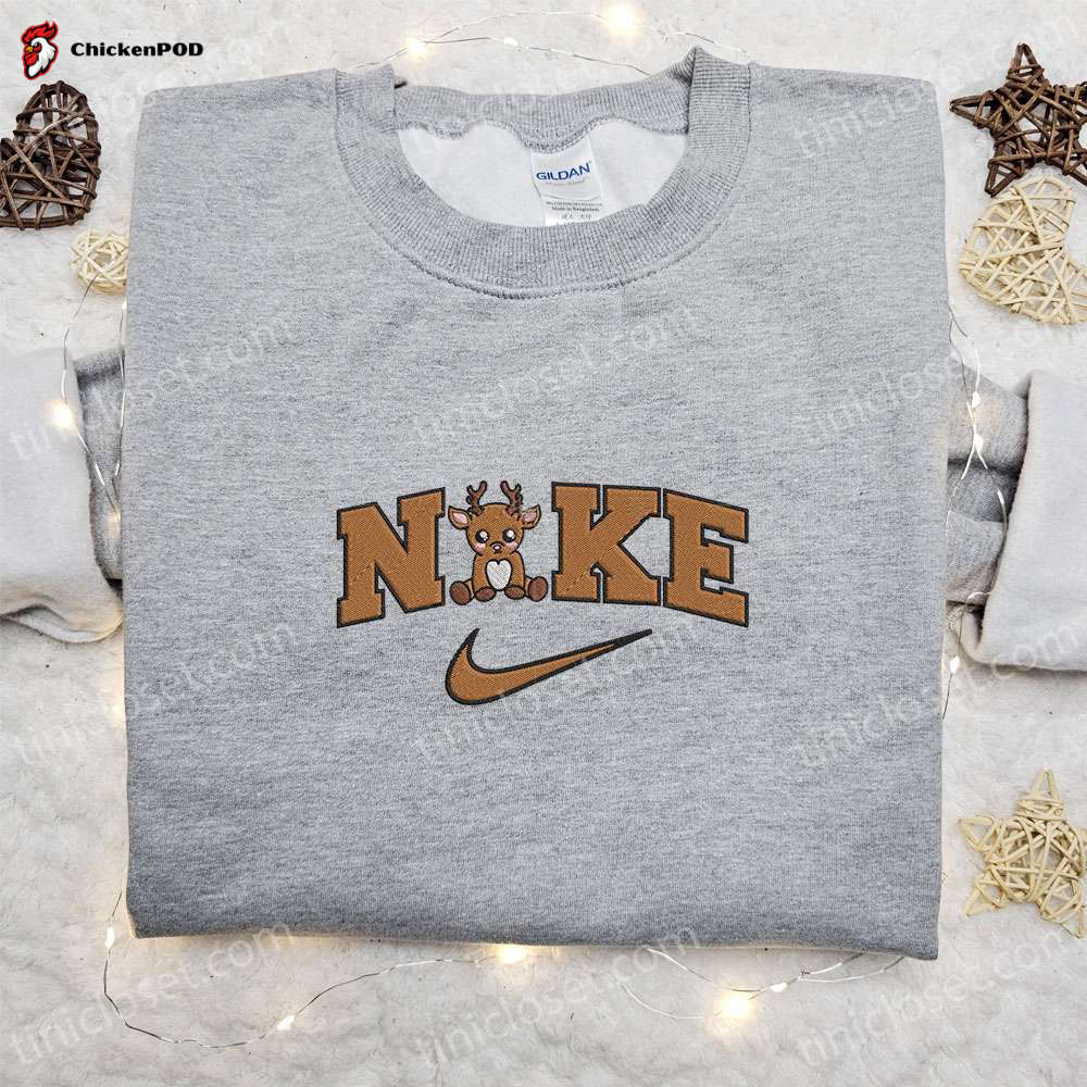 Reindeer Christmas x Nike Embroidered Hoodie & Shirt – Best Family Christmas Gift Ideas! Nike Inspired Festive & Stylish