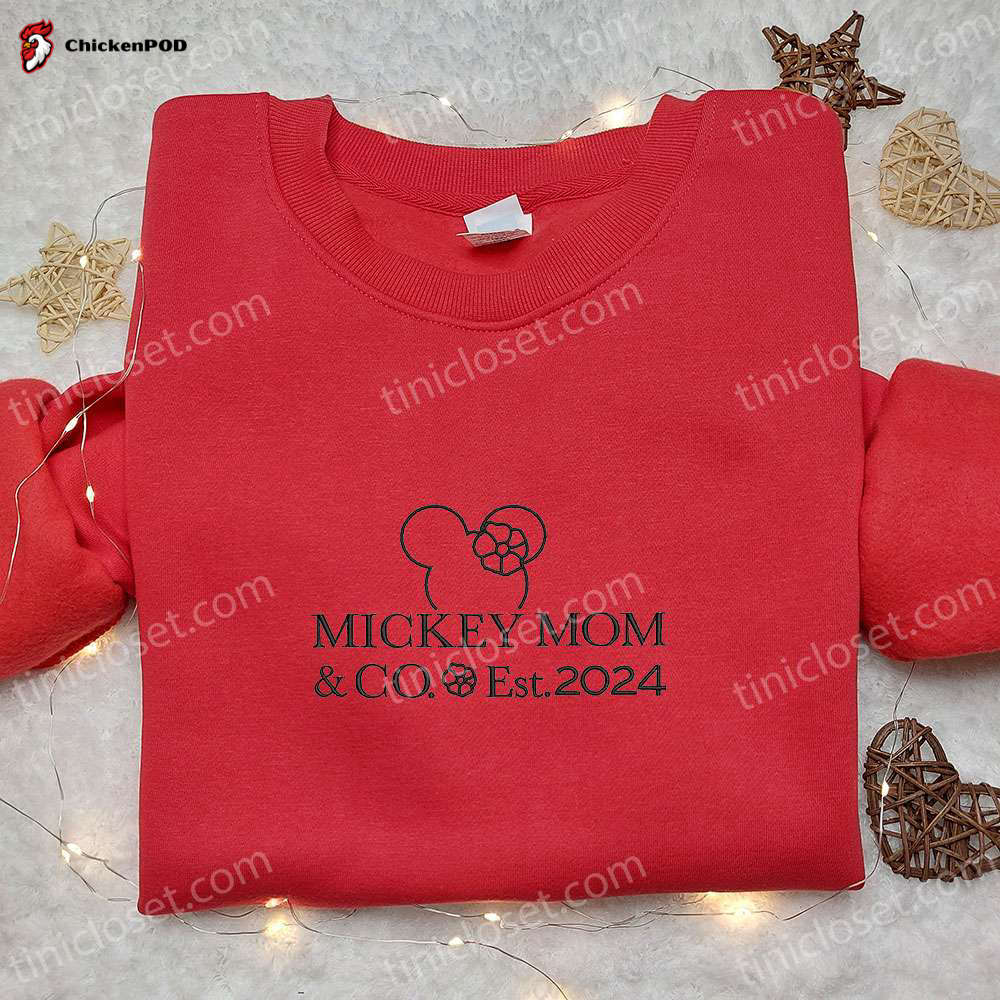 Retro Mickey Mom Embroidered Shirt Disney Characters Perfect Mother’s Day Gift Idea