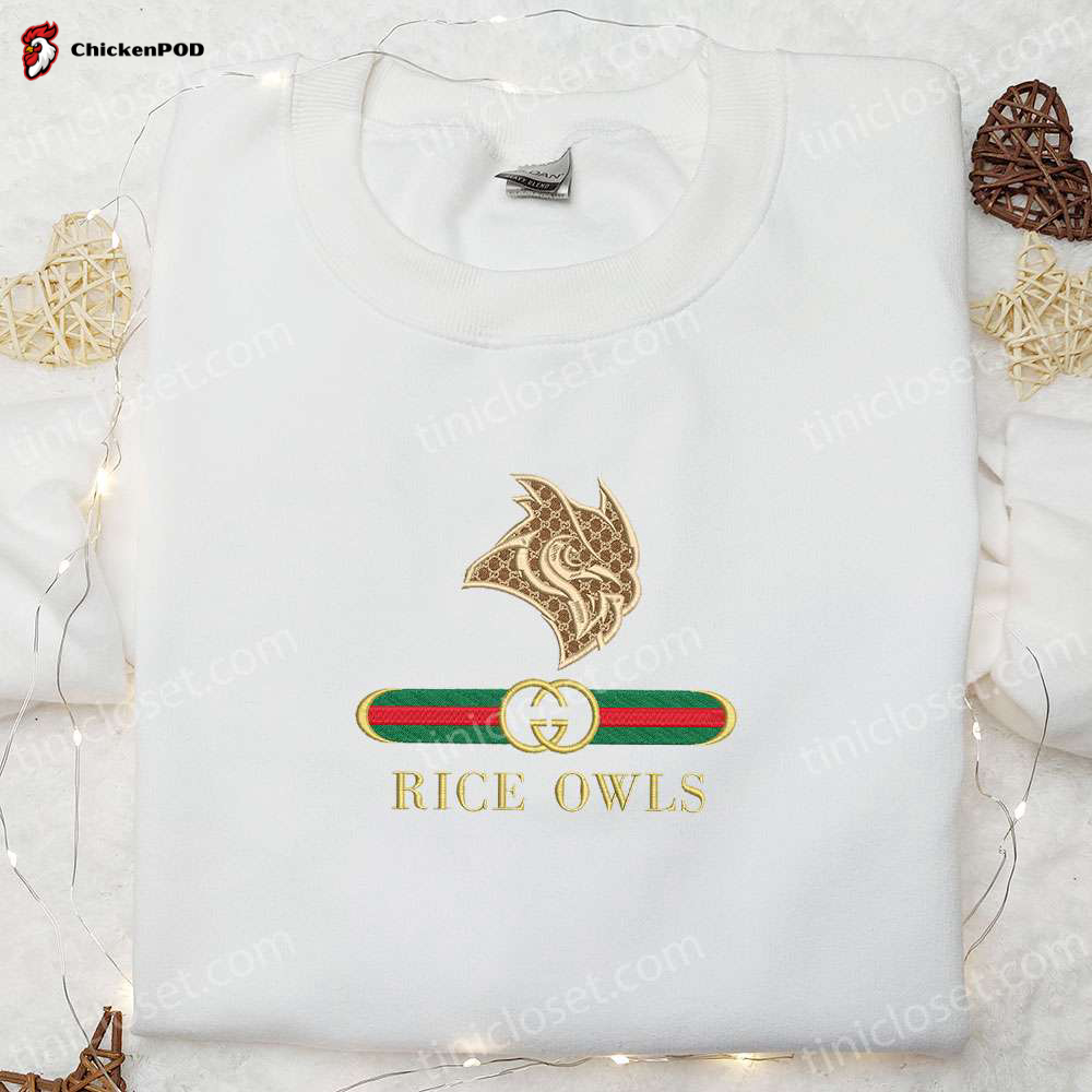 Rice Owls x Gucci Embroidered Shirt & NCAA Sports Hoodie: Best Gift Idea for Fans – Shop Now!