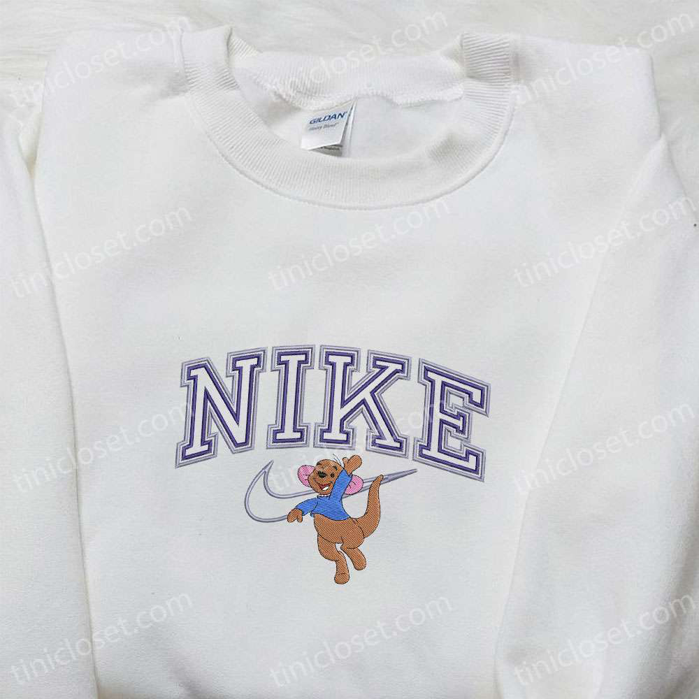 Roo x Nike Cartoon Embroidered Shirt Disney Sweatshirt & Nike Inspired Hoodie: Unique Disney Characters Embroidery