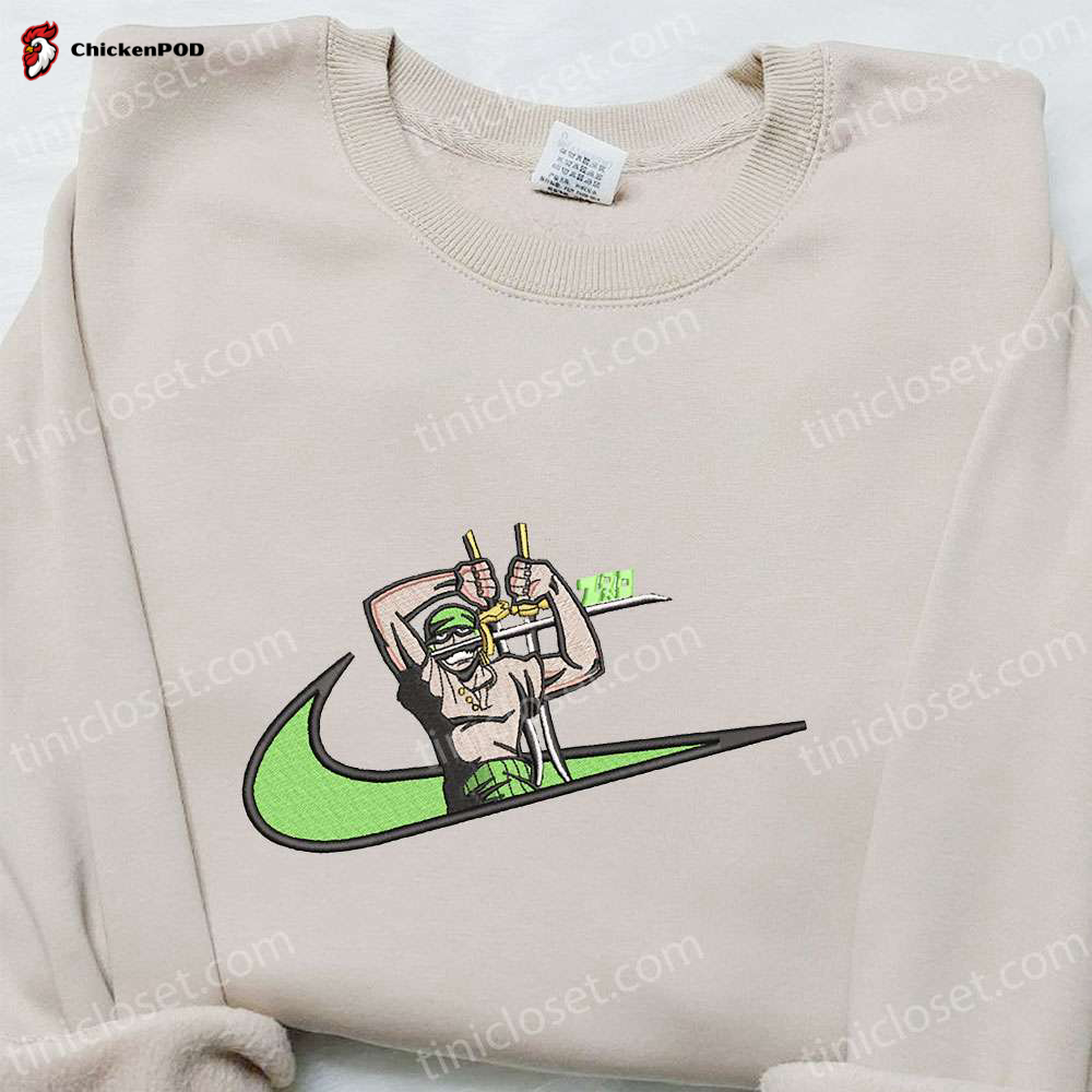 Roronoa Zoro x Swoosh Embroidered Sweatshirt: One Piece Shirt Perfect Family Gift