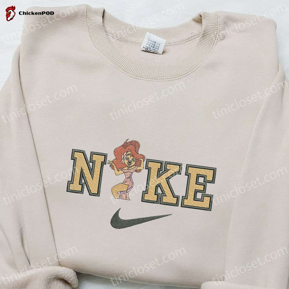 Roxanne x Nike Cartoon Embroidered Shirt Disney Sweatshirt & Hoodie: Unique & Stylish Nike Inspired Embroidered Apparel