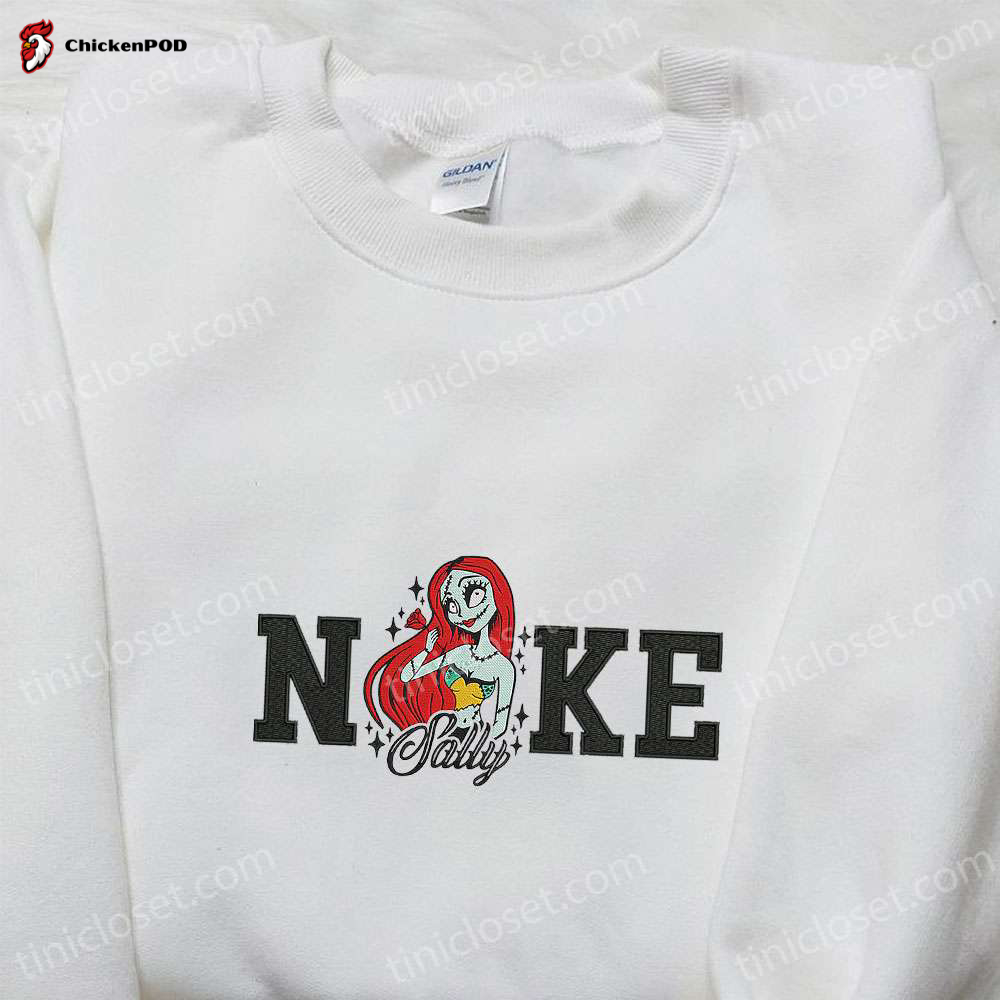 Stylish Sally x Nike Embroidered Shirt Nightmare Before Christmas Hoodie & Nike Inspired Sweatshirt – Trendy Apparel for All!