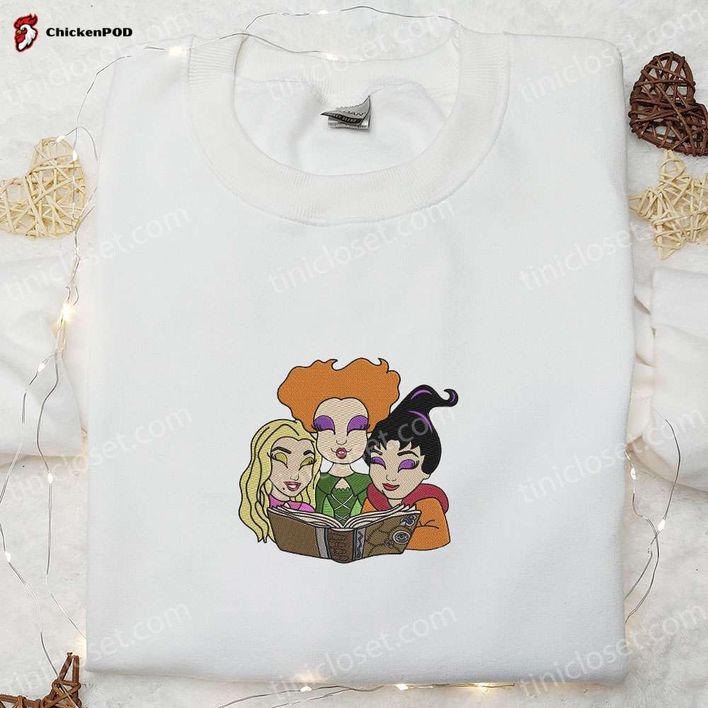 Spooky Sanderson Sisters Embroidered Sweatshirt – Disney Halloween Hoodie Perfect Halloween Gifts for Family