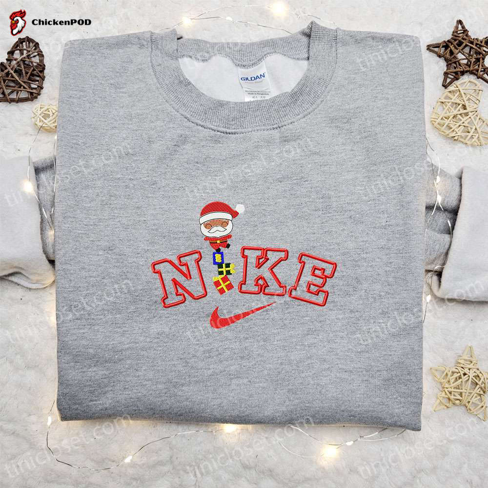 Santa Claus x Nike Embroidered Sweatshirt: Best Christmas Gift for Family with Nike-Inspired Design