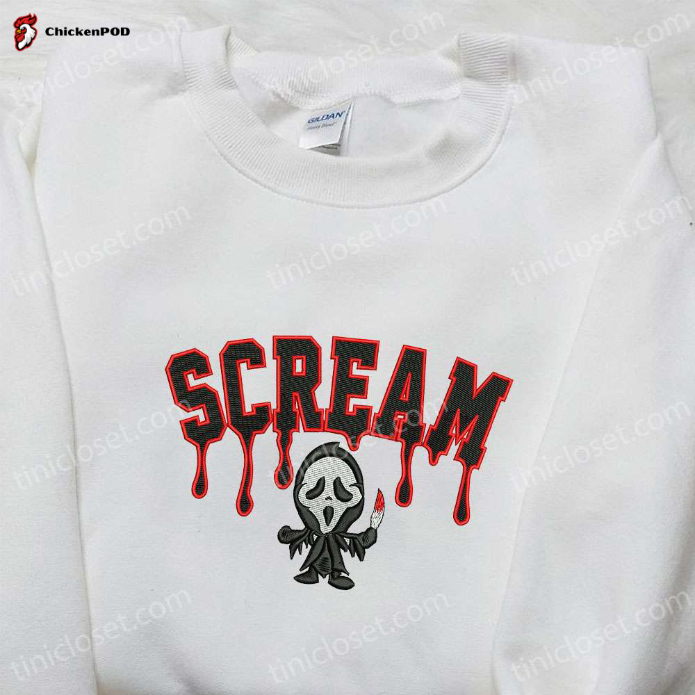 Scream Ghost Halloween Embroidered Shirt: Spooky & Best Family Gifts