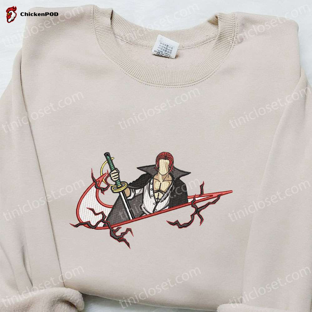 Shank Haki x Swoosh Anime Embroidered Sweatshirt: Cool Anime Clothing Perfect Family Gift