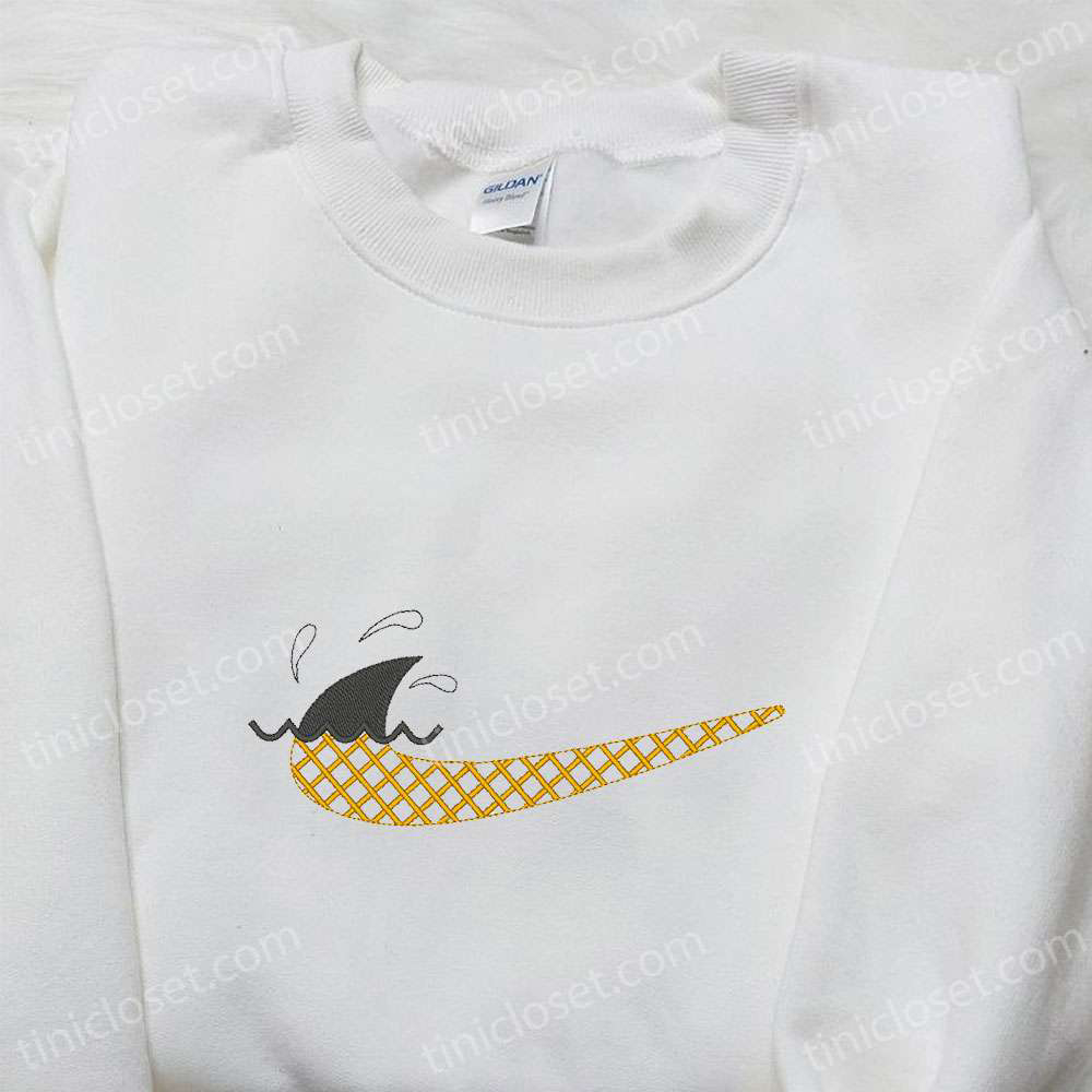 Nike Inspired Embroidered Shark Tail x Swoosh Shirt & Hoodie – Custom Nike T-shirt