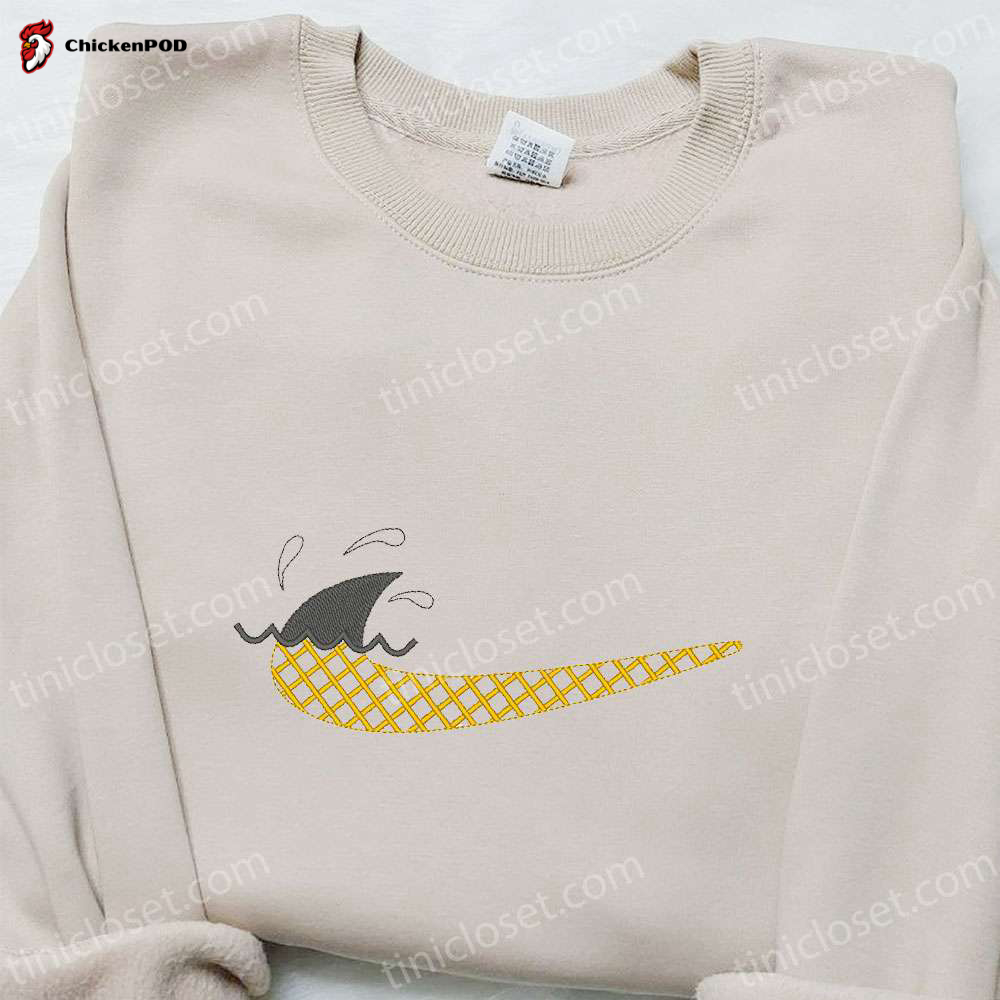 Nike Inspired Shark Tail x Swoosh Embroidered Shirt Hoodie & T-shirt Custom Nike Apparel