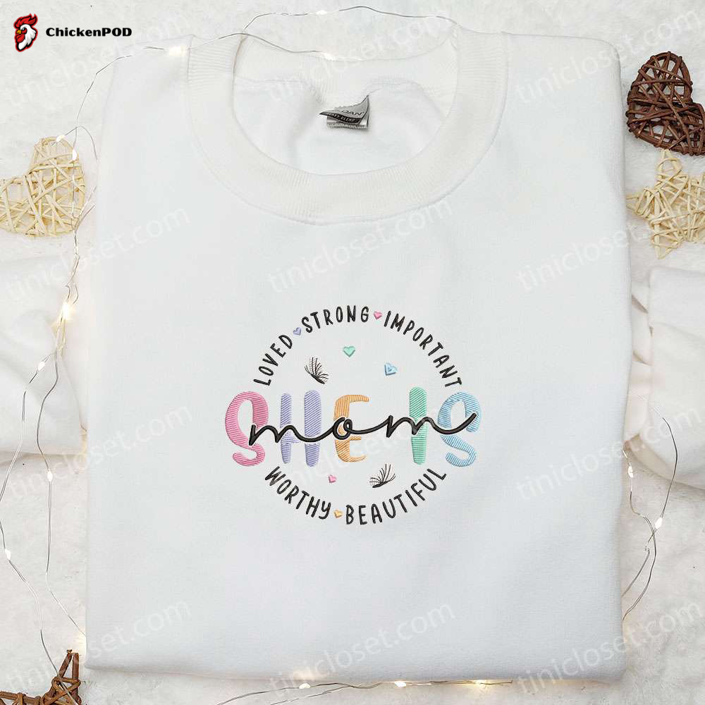 Stylish She Is Mom Quote Embroidered Shirt & Hoodie: Perfect Mother s Day Gift for First Time Mom