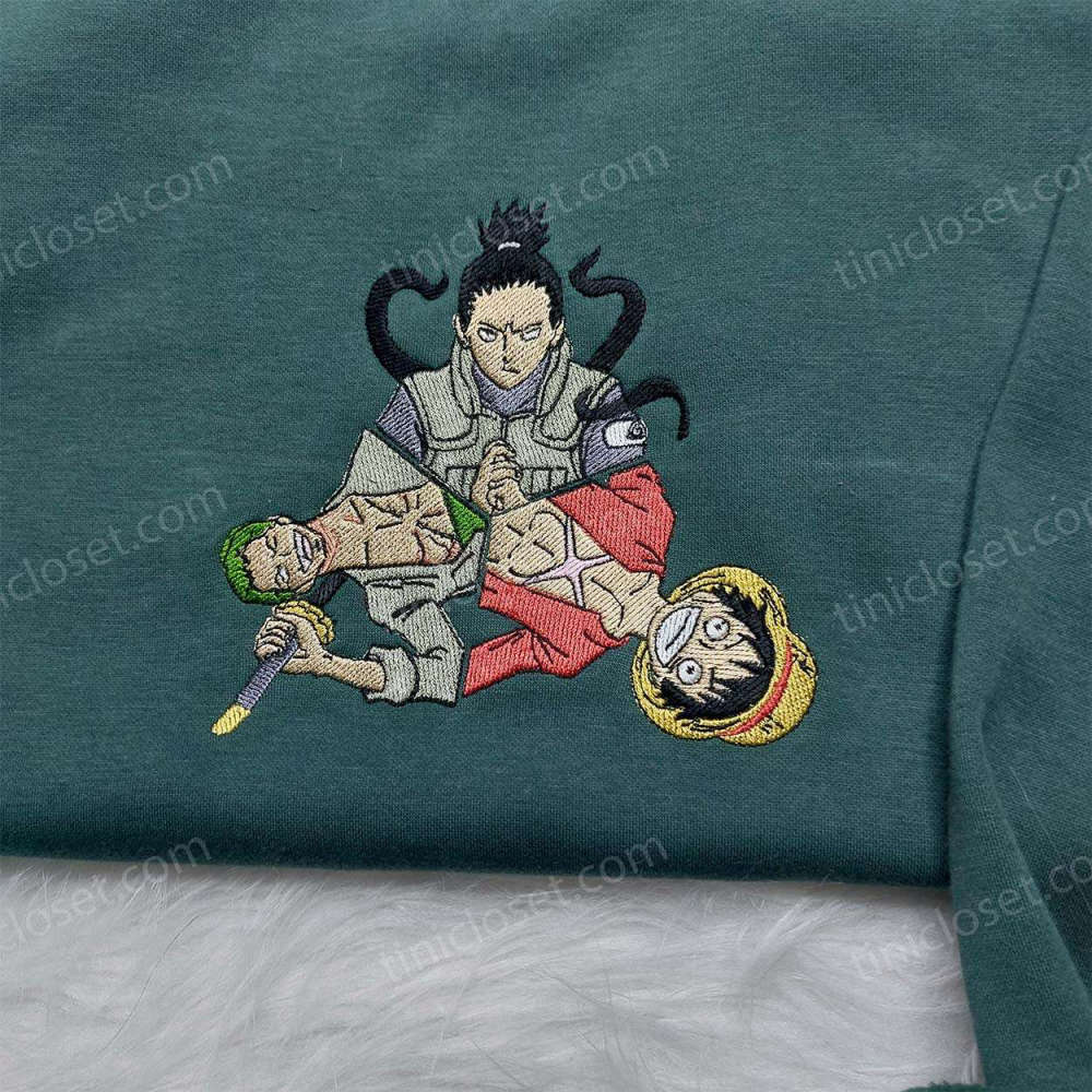 Anime Embroidered Shirt: Shikamaru Zoro Luffy – Perfect Anime Gift for Fans!