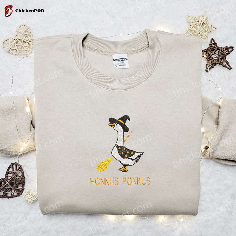 Silly Goose Honkus Ponkus Embroidered Shirt: Animal & Halloween Design for Fun & Style