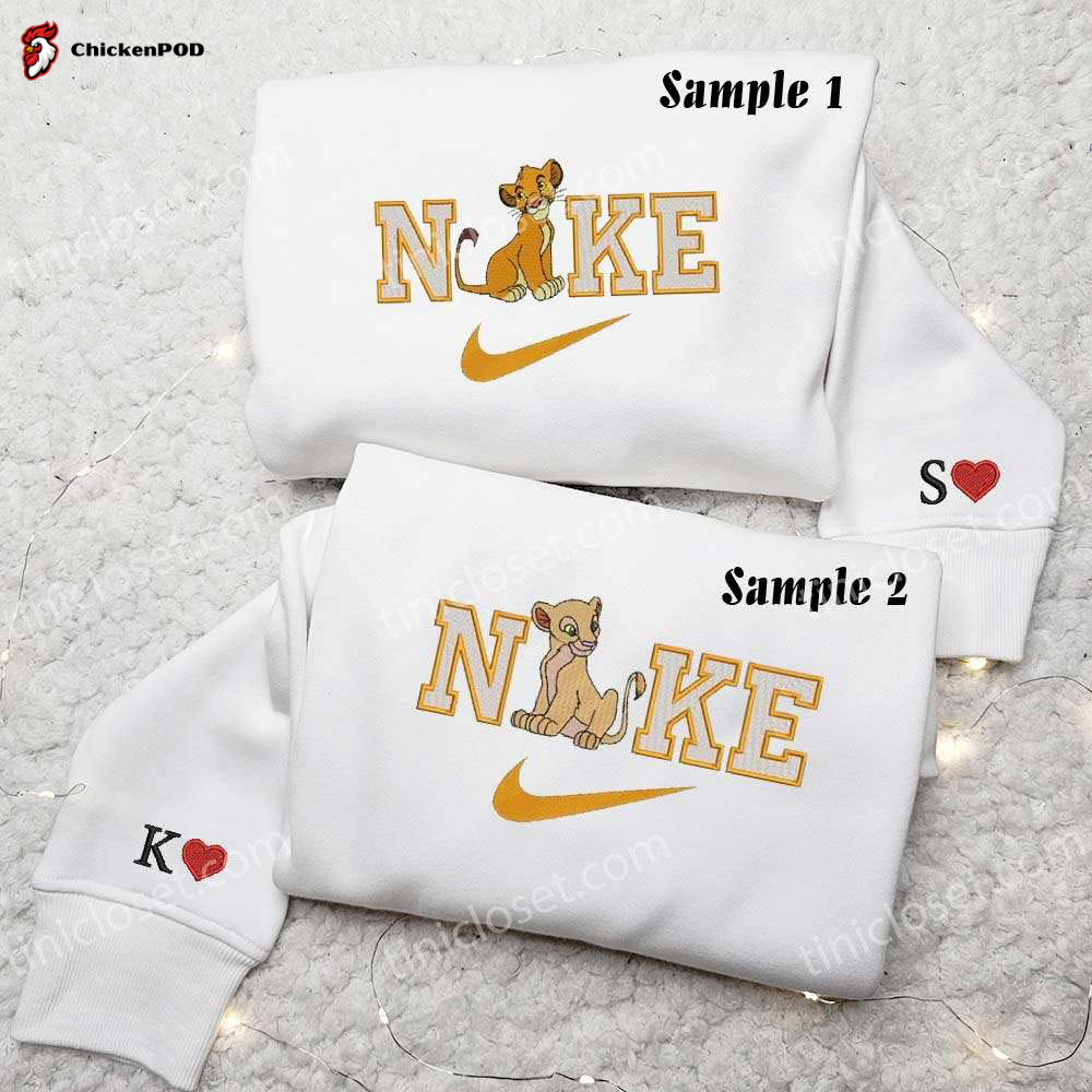 Simba and Nala Embroidered Couples Shirts: Matching Disney Lion King Apparel for True Love!