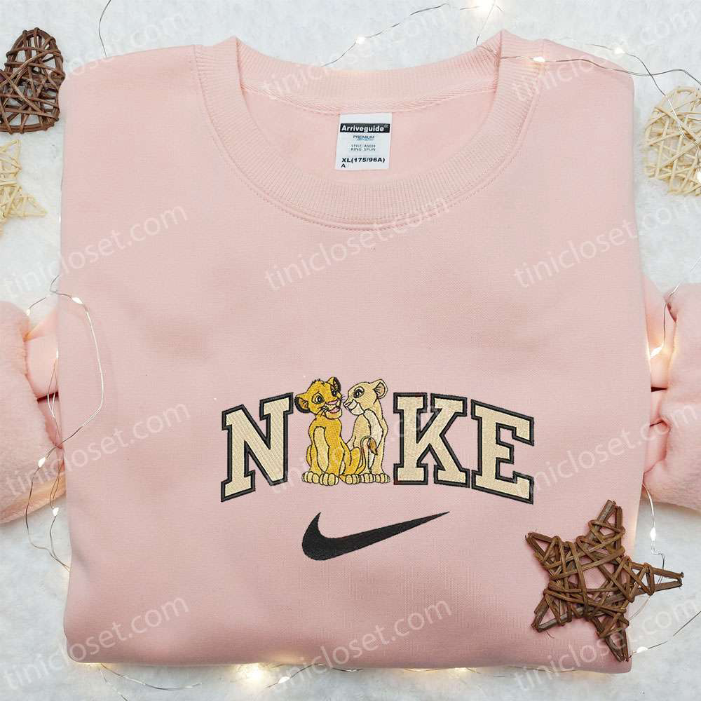 Simba and Nala x Nike Cartoon Embroidered Sweatshirt: Disney Characters and Custom Shirt